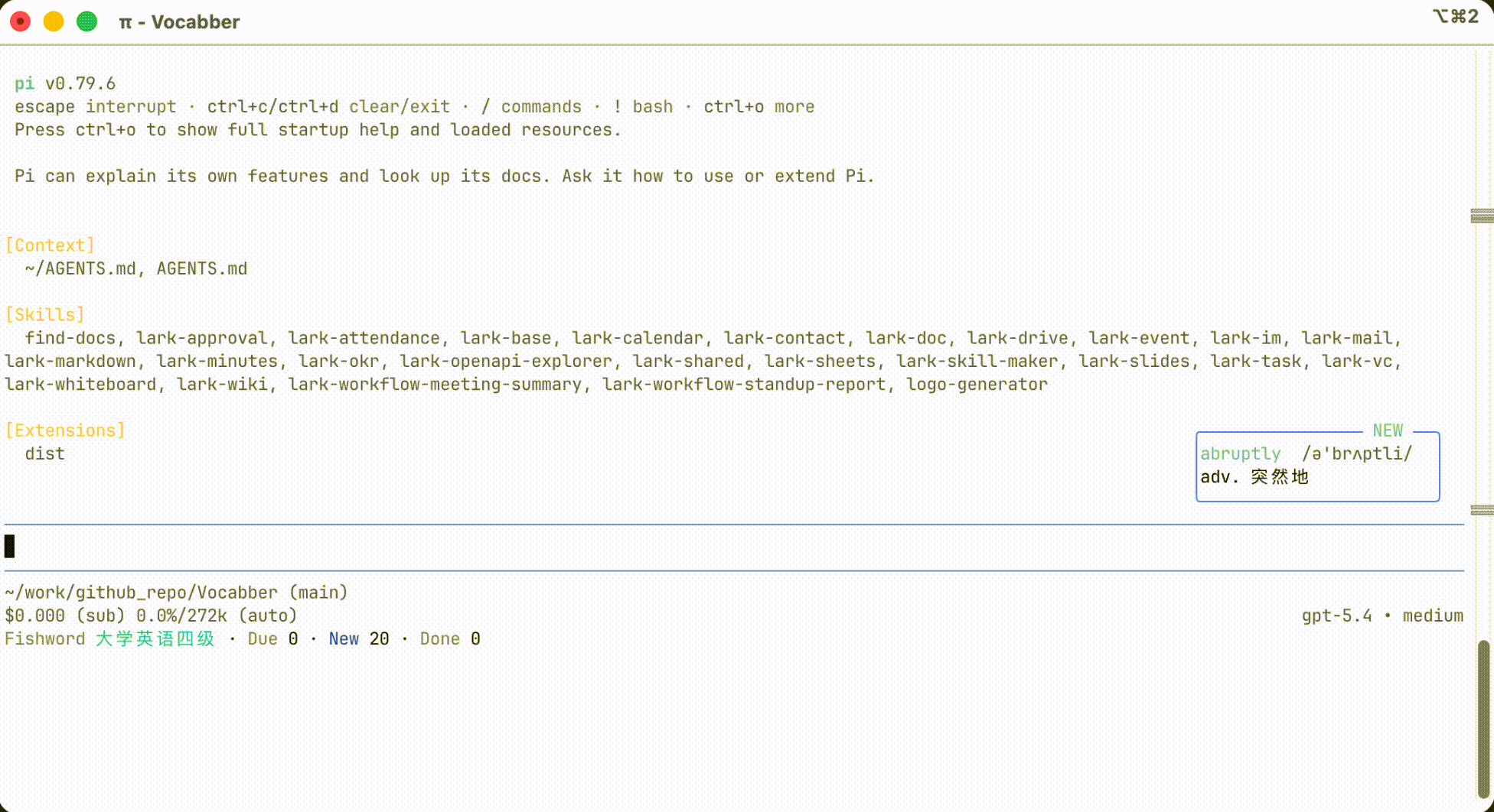 Fishword deck manager in Pi